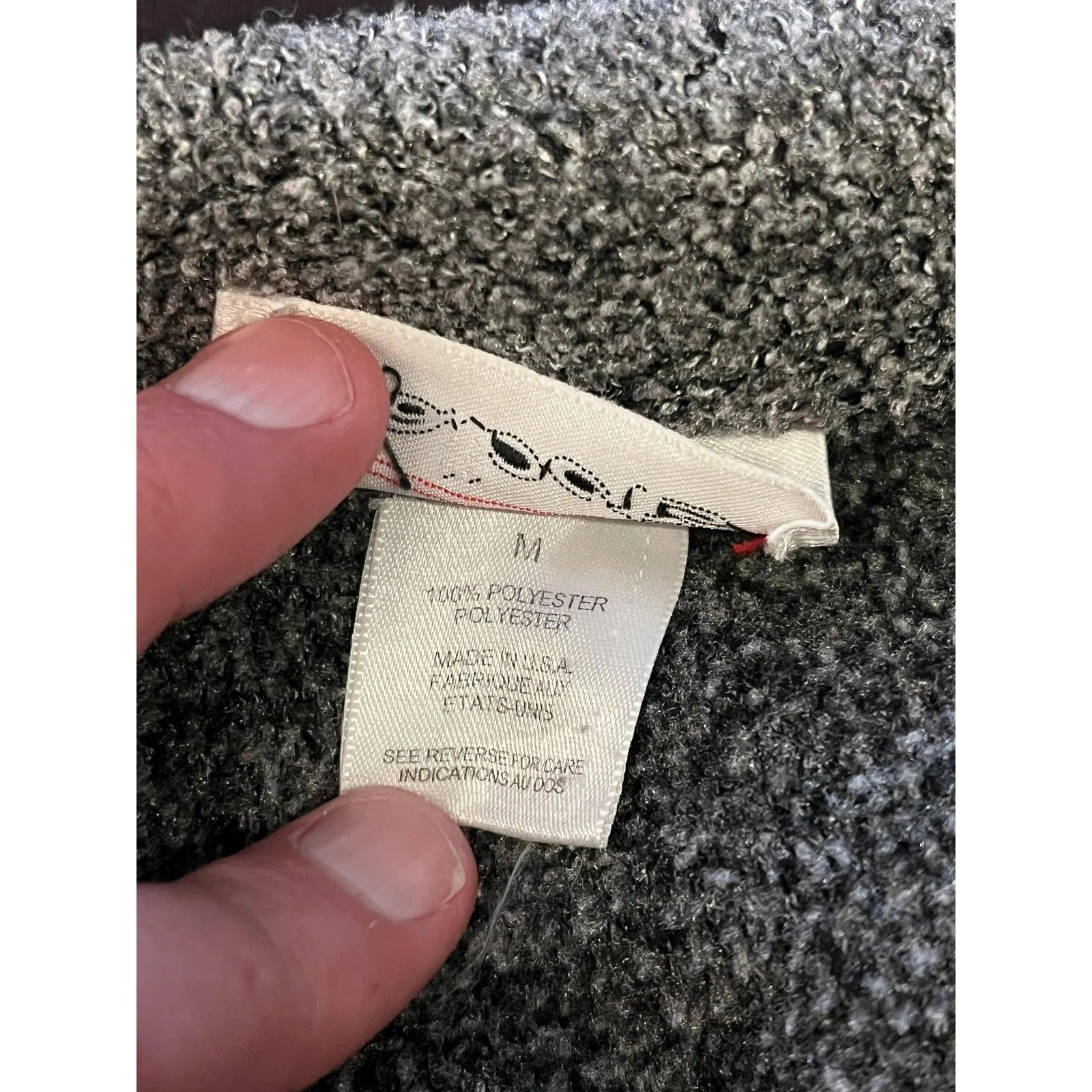 Talbots Jacket Womens Medium Gray Button Front Textured Fleece Shacket Made USA - Image 6