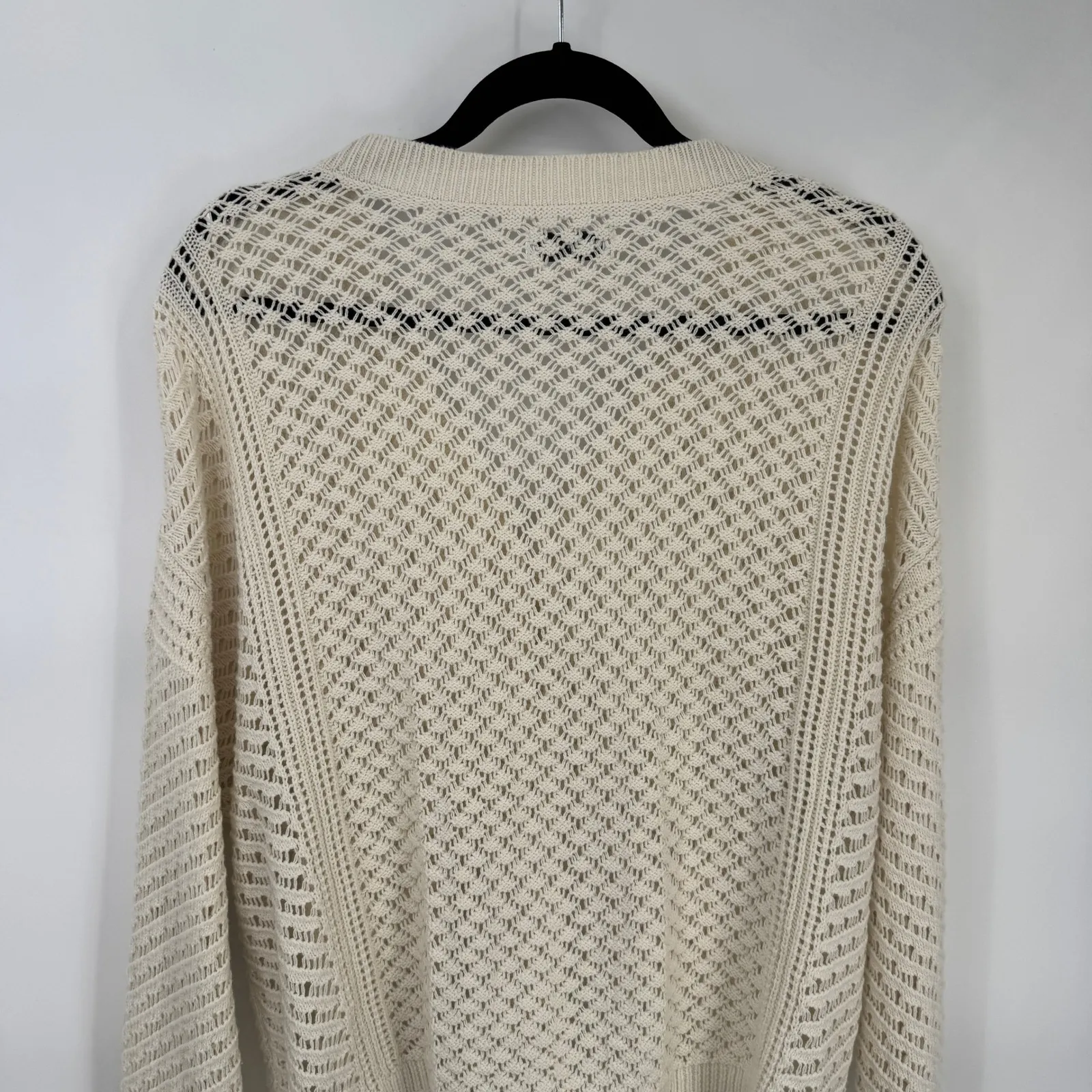 SONOMA Cardigan Sweater Womens Large Cream Crochet Knit Boho Grannycore NEW - Image 10