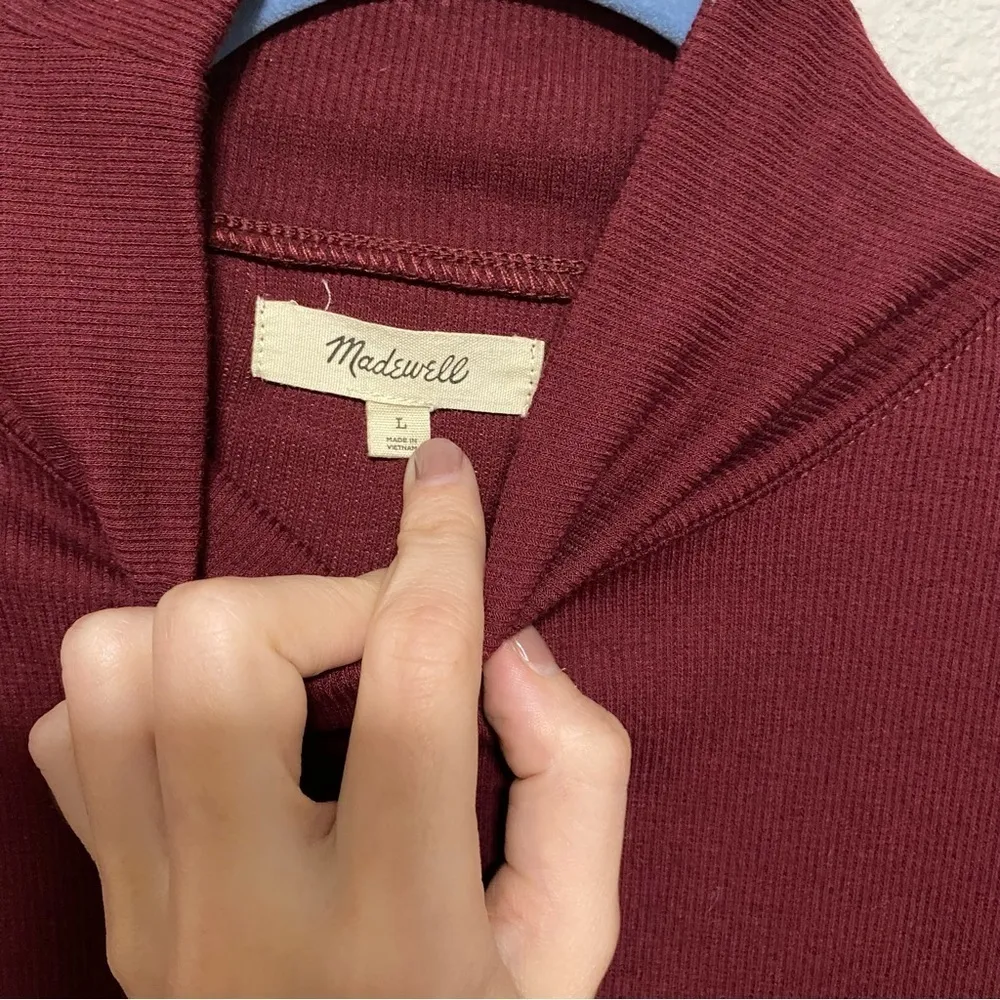 Madewell Maroon High Neck Ribbed Bodysuit - Image 6