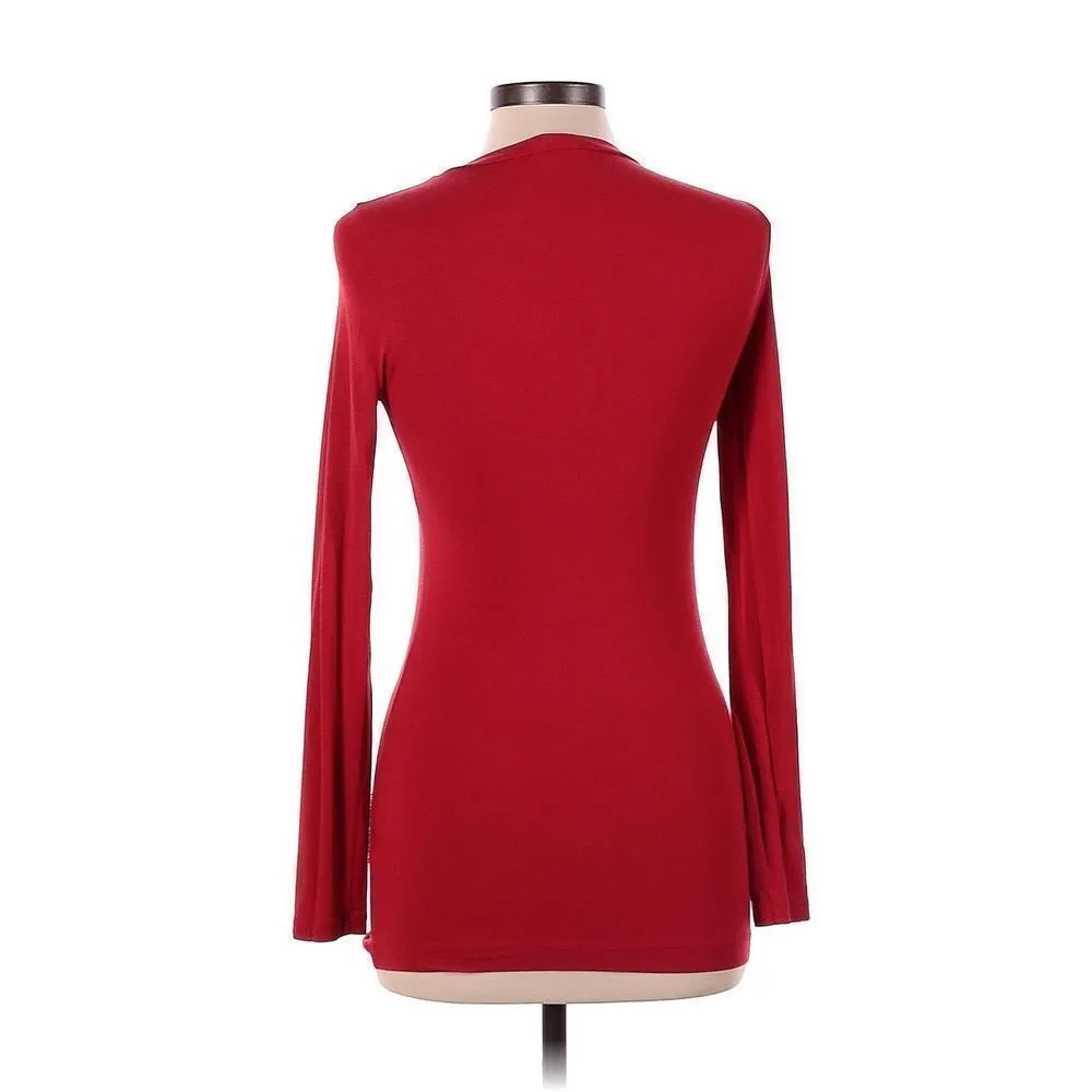 ✨Banana Republic Red Long Sleeve Scoop Neck Rouched Collar Shirt✨ - Image 2