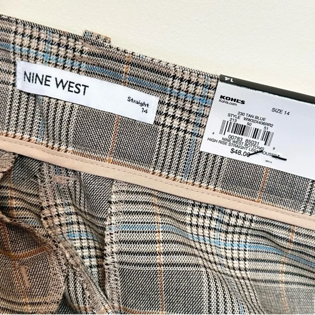 NWT Nine West Women's Gray Checkered Plaid Dress Pants - Size 14 Straight - Image 4