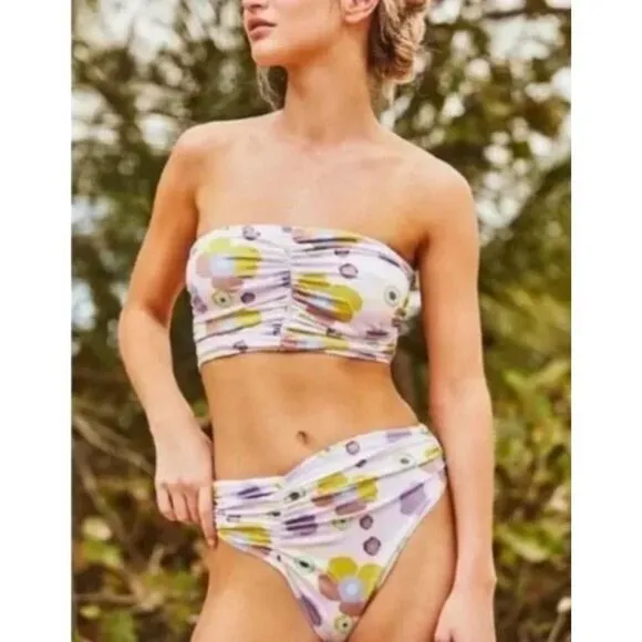 NEW Free People x Beth Richards Delray 70’s Floral Bikini Bottoms, size XL‎ Purple - Image 2