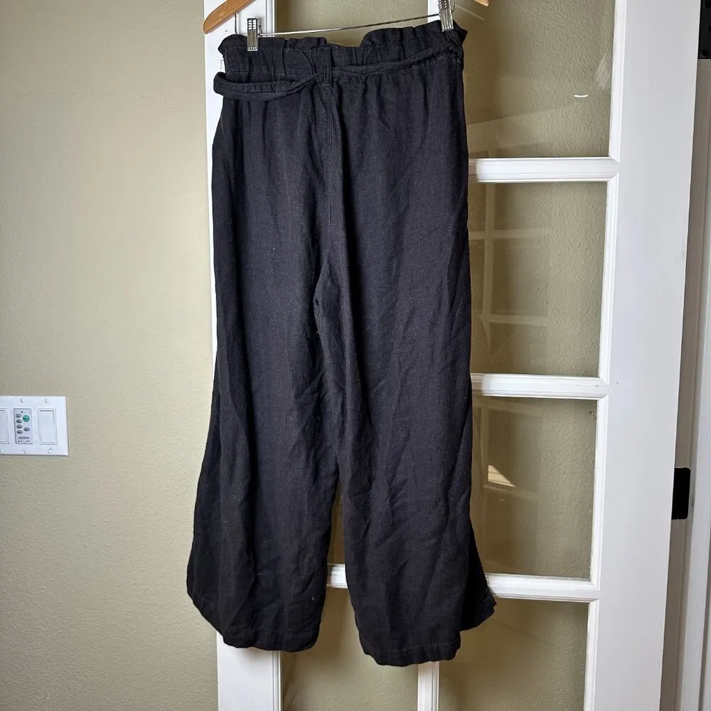 BLANK NYC Tie Waist Crop Linen Wide Legs - L - Image 6