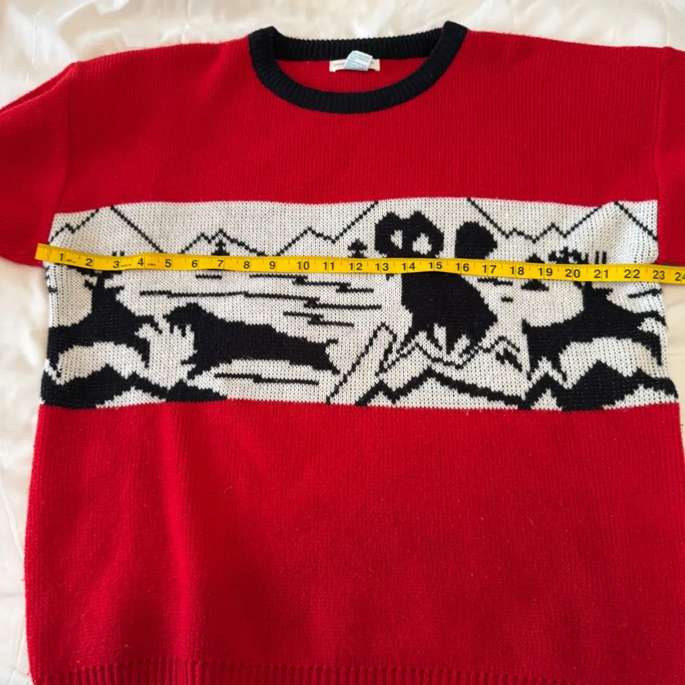 Vintage Jamie Scott Woman’s Medium Sweater Red Mountain Reindeer Christmas 80s Size L - Image 5