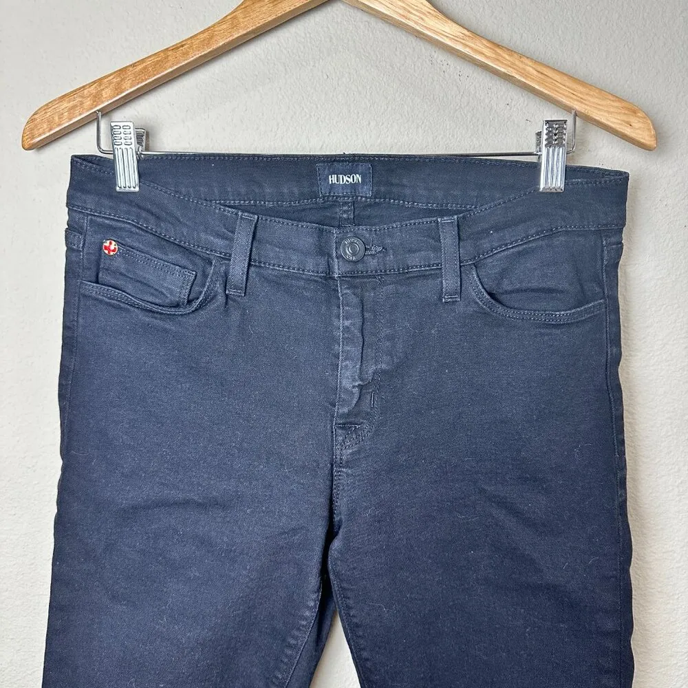 HUDSON Krista Super Skinny Crop Black Denim Jeans - Size 30 - Image 3