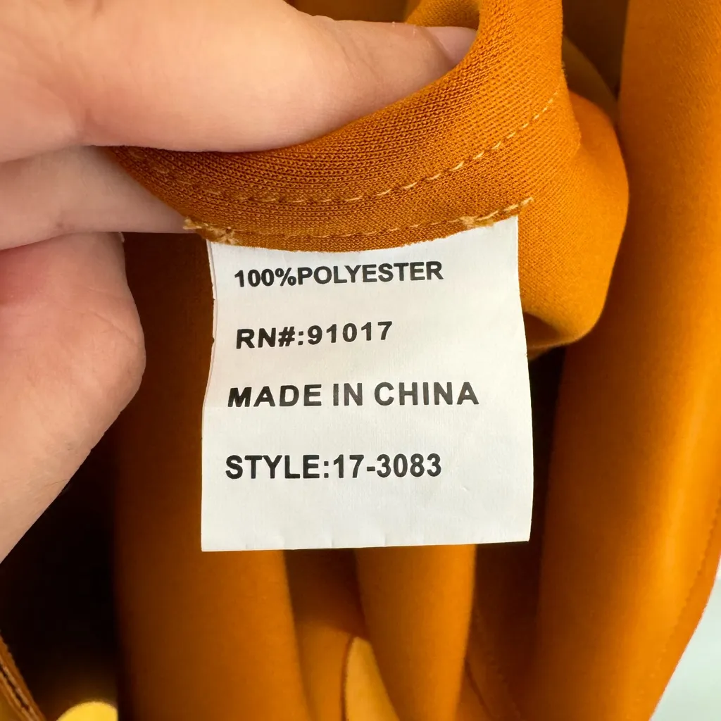 Solitaire • Faux Suede Long Jacket Coat • XL • Mustard Yellow Orange • Pockets - Image 8