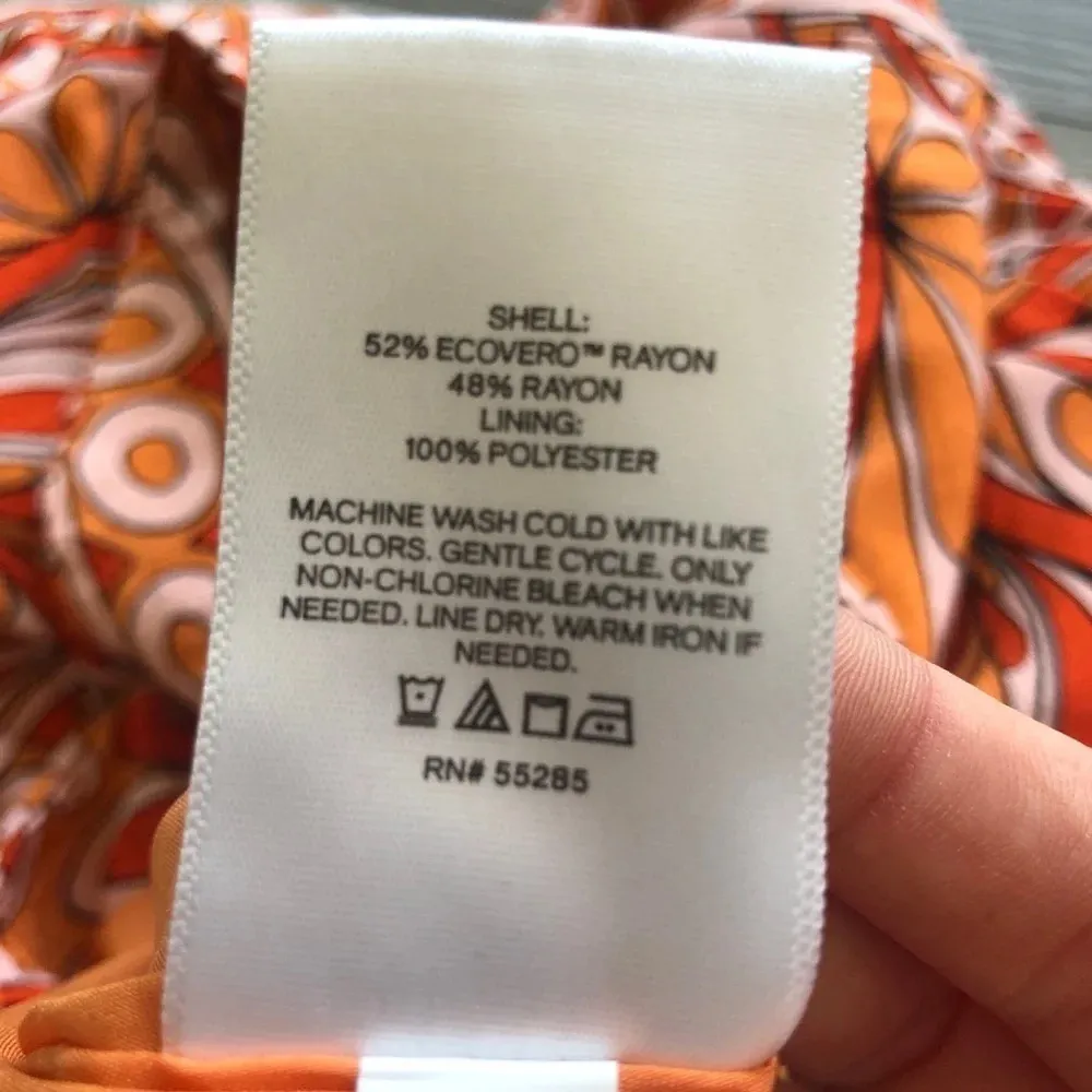 EXPRESS  Super High Waisted Orange Printed Mini Skort Size 12 - Image 9