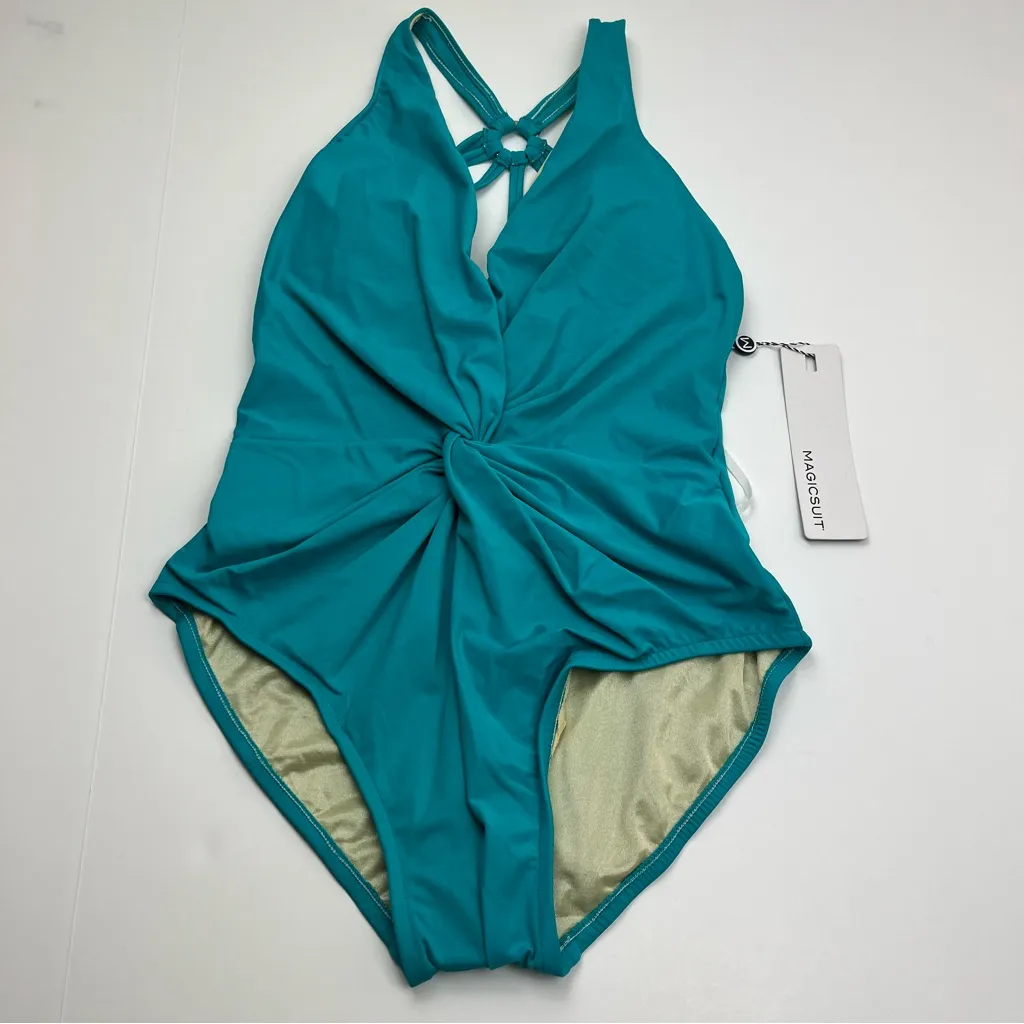 Magicsuit Women's‎ Drew Blue Teal Strappy Back One Piece Swimsuit Summer Size 8 - Image 3