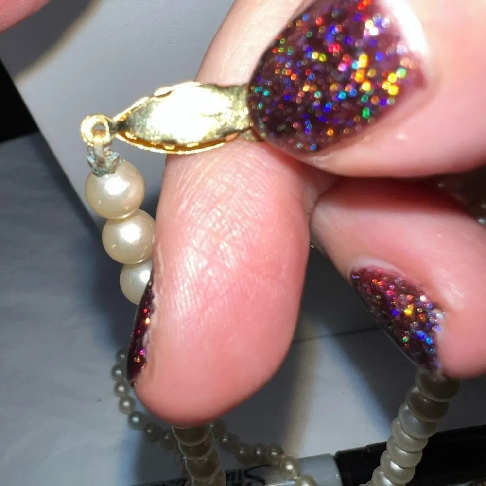 Vintage Made in Japan Faux Pearl‎ Necklace Gold - Image 4