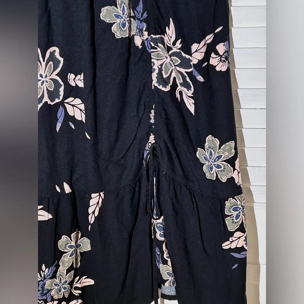 Juniors Size XL NWT SO Asymmetrical cinch side dress black olive floral print - Image 9