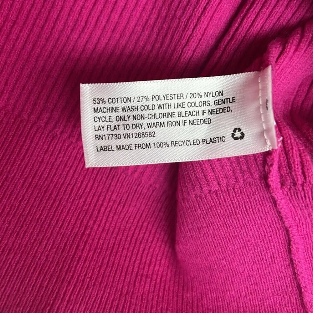 Wild Fable Knit V-Neck Barbie Pink Colorblock Cropped Sweater - Image 3