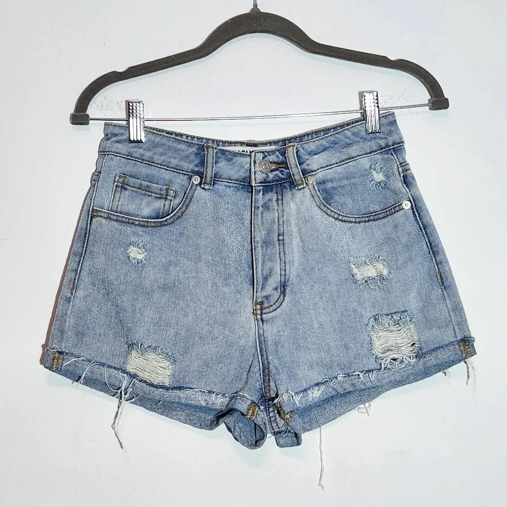 Melville Cuffed Button-Fly Jean Shorts Size 26 Brandy Melville Distressed Shorts - Image 5