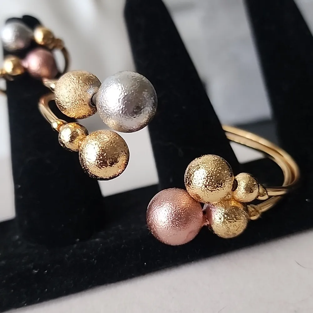 Gold Filled Open Cuff Bracelet Adjuatable Ring Set - Image 4