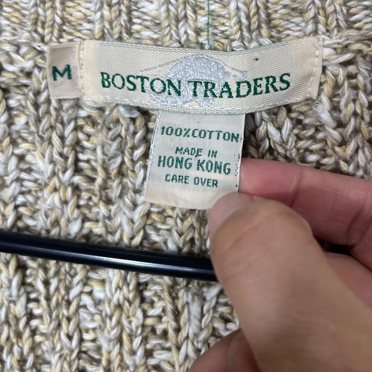 Vintage Boston Traders Cable Knit Cardigan Sweater M Neutral Tones Button Front - Image 4