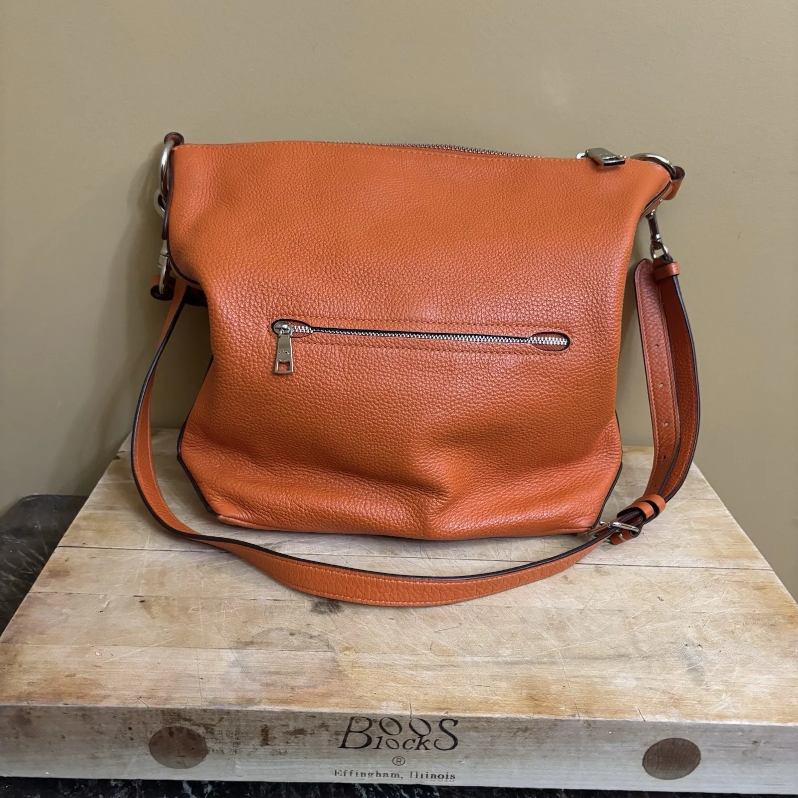 Coach Abby Duffle Tangerine Pebbled Leather Convertible Shoulder‎ Bag Purse Tote - Image 2