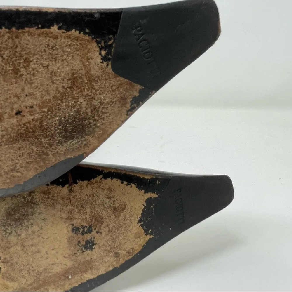 Cesare Paciotti Slim Leather Boots size 37 Black Cross Weave Pointed Toe - Image 8