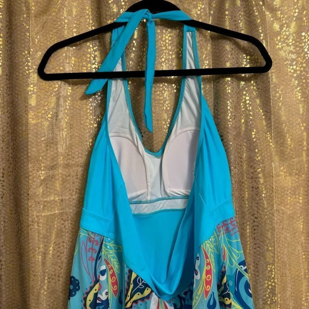 American Trends Bright Blue Floral Swim Shorts Dress XXXL NWOT Size undefined - Image 2