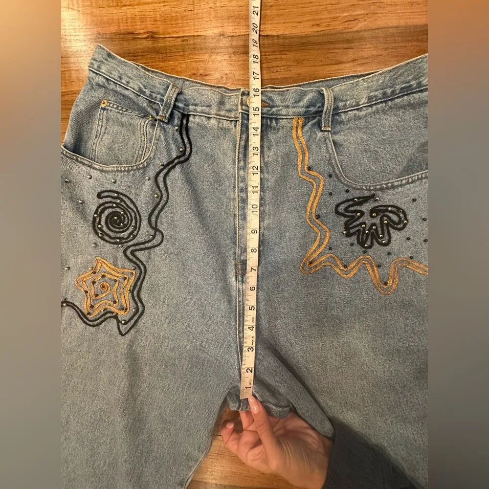 EUC VINTAGE Zana Di  Denim Shirt and Pants Set with Embroidered Patches - Image 16