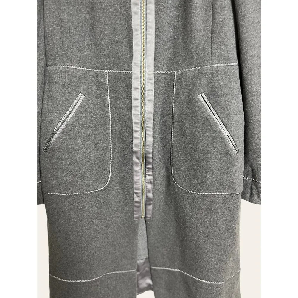 Rebecca Taylor Gray Sequin Zip Up Duster Jacket Dress Size 10 - Image 4