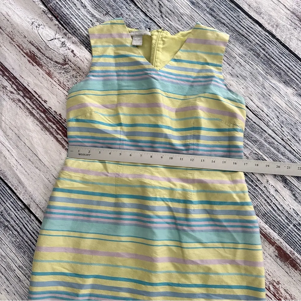Vintage Marconi 100% Silk Striped Sleeveless Dress - Image 6
