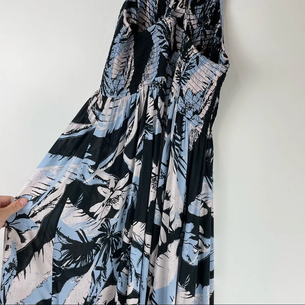 Free People Heat Wave Palm Print Maxi Dress Sz Medium Tiered Boho - Image 12
