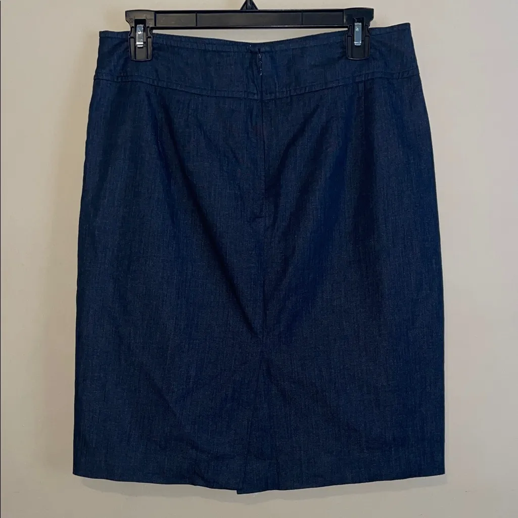 Ann Taylor Women’s Dark Chambray Blue Chic Career Office Pencil Skirt - Image 4