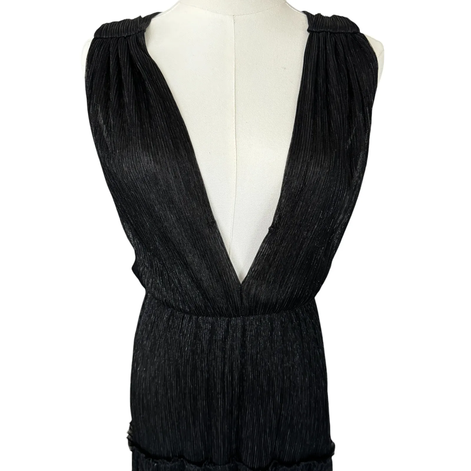 Sabina Musayev Helena Metallic Maxi Dress Black Silver Size Small‎ - Image 7