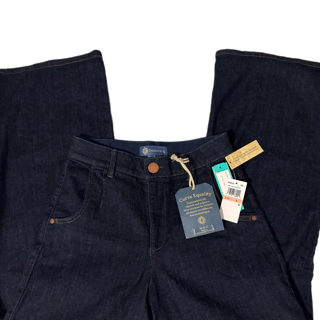 DEMOCRACY Luxe Touch Premium Ab Solution Wide Leg Jeans Womens Sz 2 Dark Indigo - Image 9