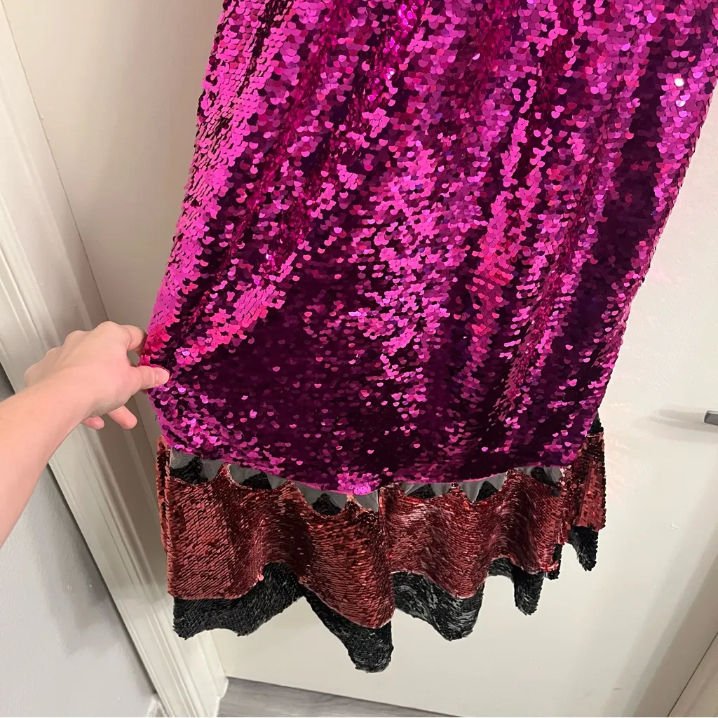 NWT Sachin + Babi Maslak Sequin Flounce Hem Midi Dress Size 8 Pink - Image 11