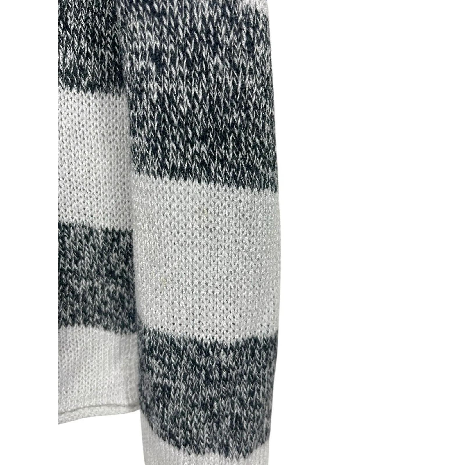 Eileen Fisher Women’s S Lightweight Knit Sweater White Gray Stripe Organic Linen - Image 4