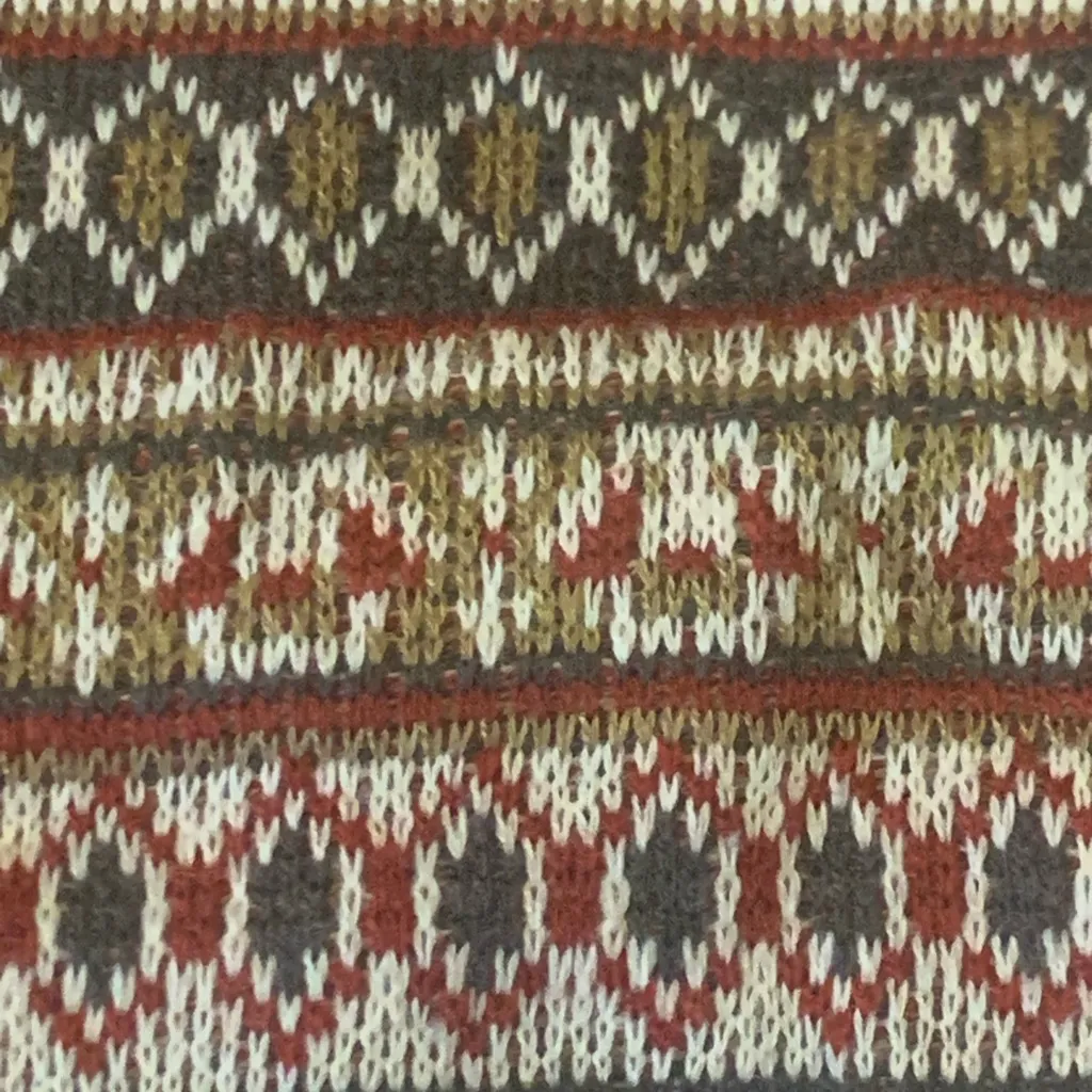 Hem & Thread Vest Large Burgundy, Green, and Cream Knit Vest Cream Fuzzy Front - Image 8