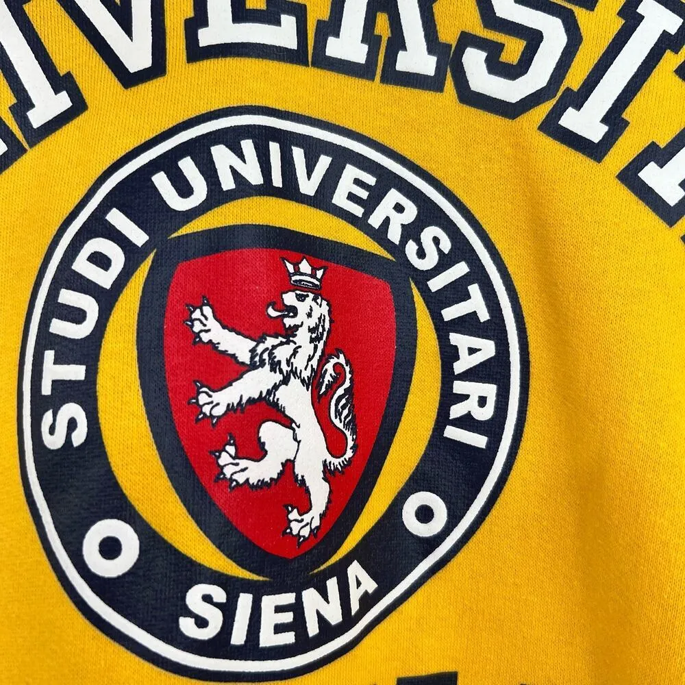 Universita O Siena yellow pullover long sleeve hooded sweatshirt size small - Image 6