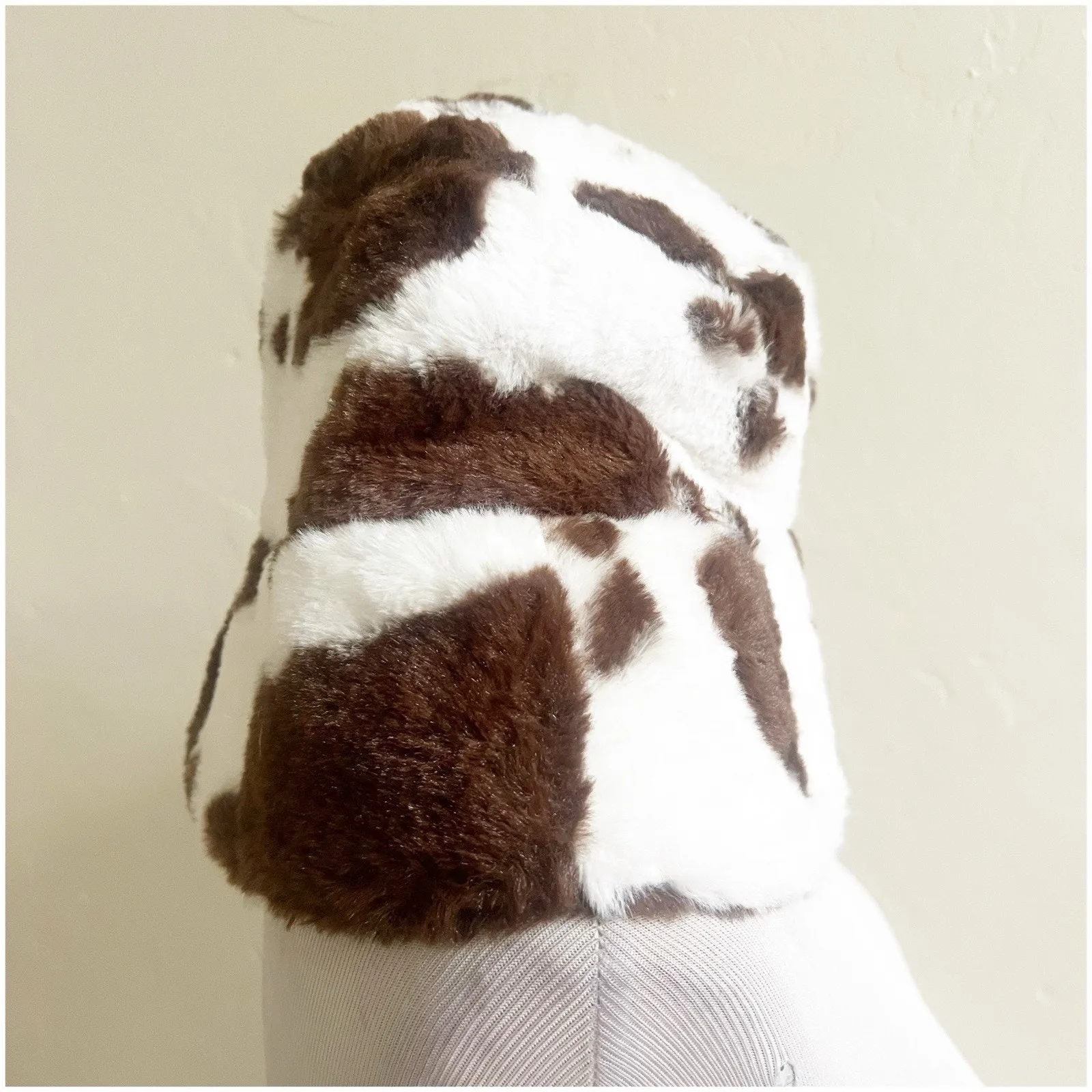 Faux Fur Cow Print Bucket Hat Brown NWOT Boutique Western Coastal Cowgirl - Image 2