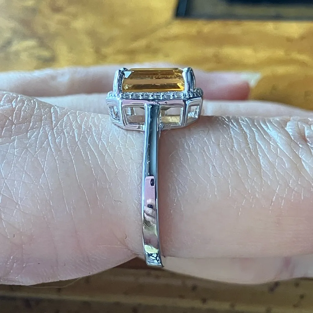 Brazilian Citrine Sterling Silver Ring Size 10 Gold - Image 3