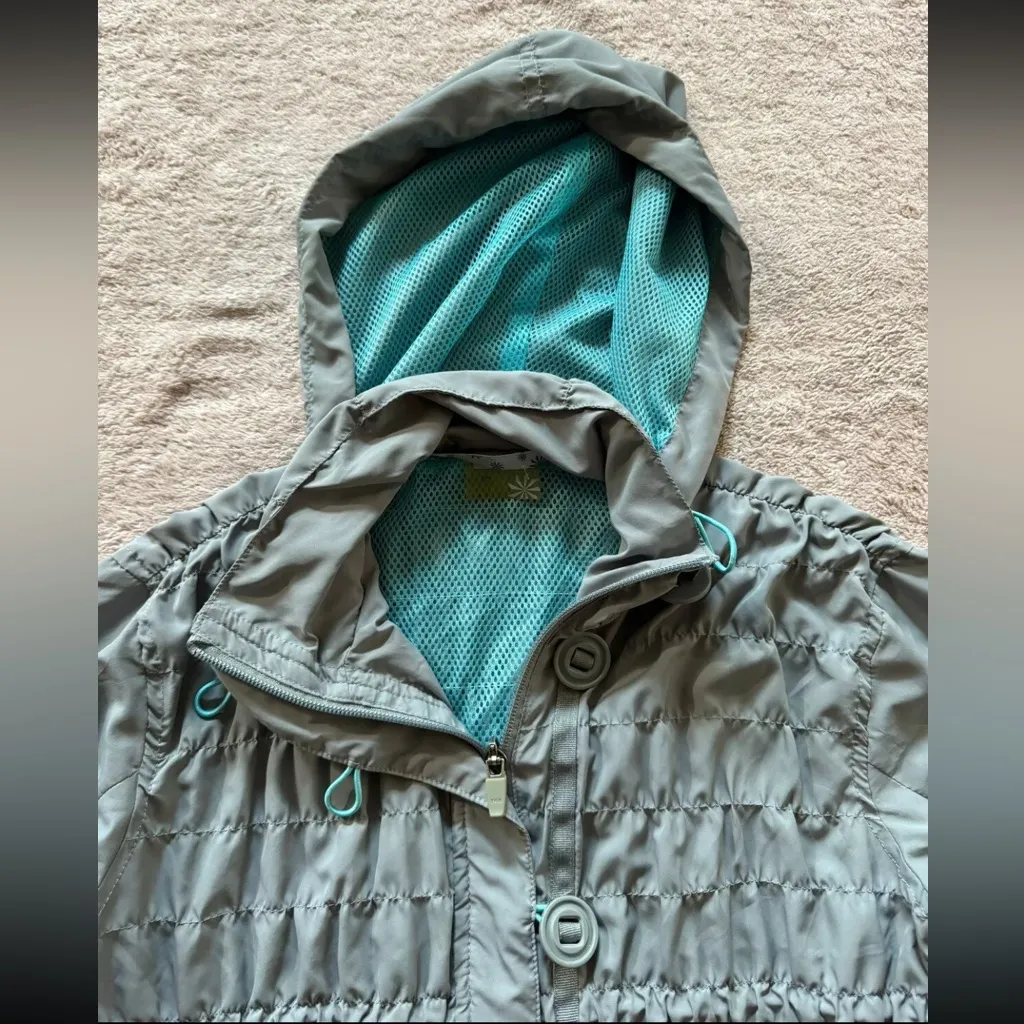 Athleta Women's Grey Blue Shock Cord Anorak‎ Hooded Full Zip Jacket 2Xs - Image 5