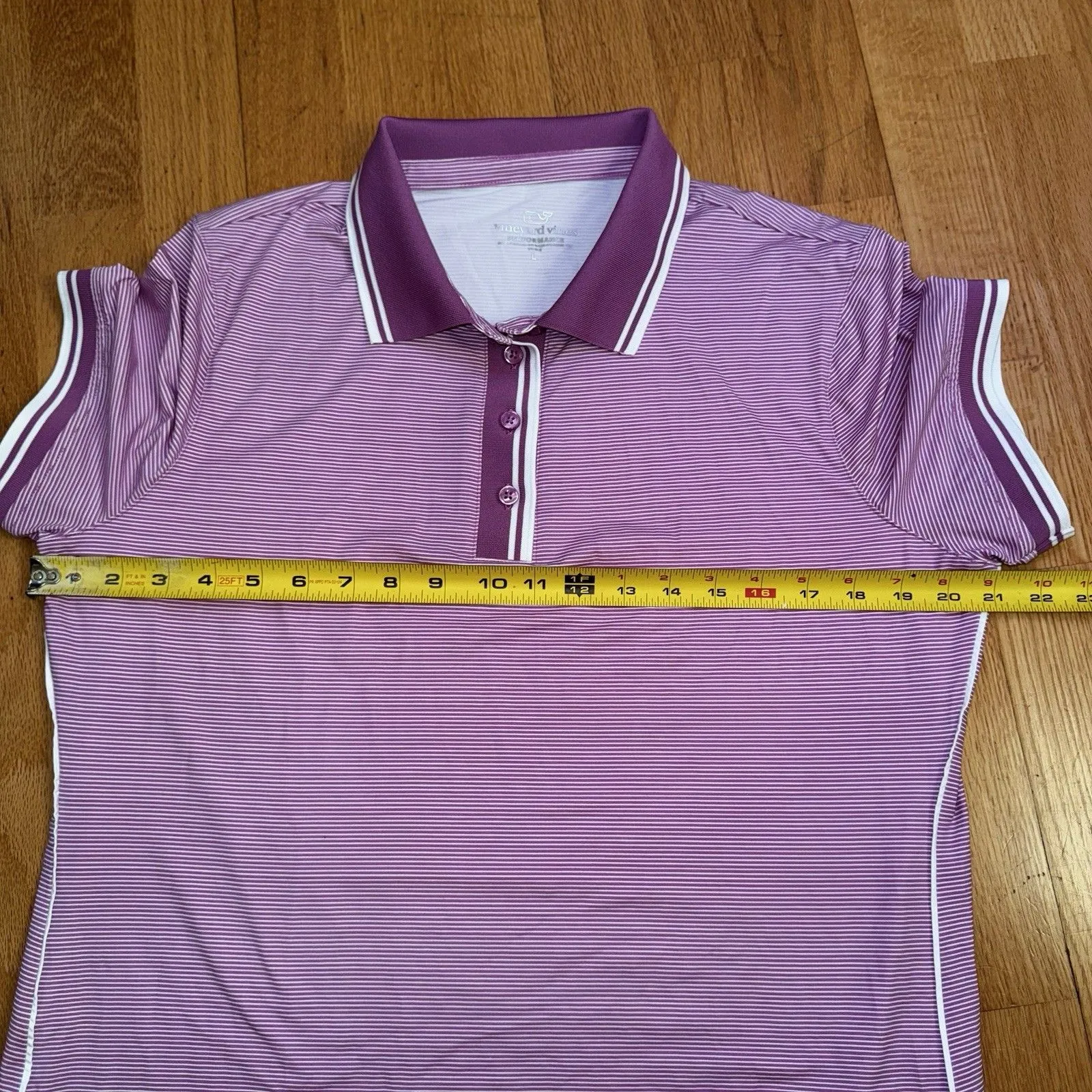 Vineyard Vines Performance Women’s Polo Shirt Striped Golf Preppy Purple L - Image 7