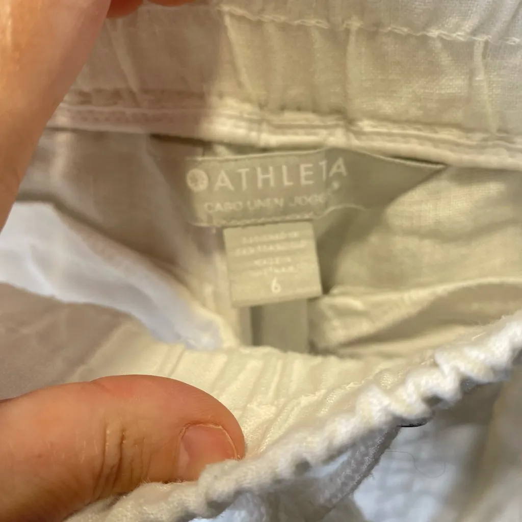 Athleta Women's‎ White  Cabo Linen Jogger Pant Size 6 - Image 3
