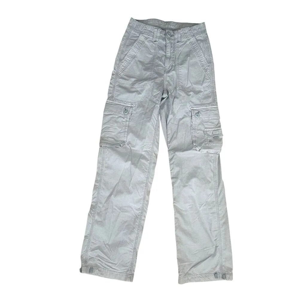 american eagle stretch baggy jogger cargo pants light blue size 00 wide leg y2k - Image 3