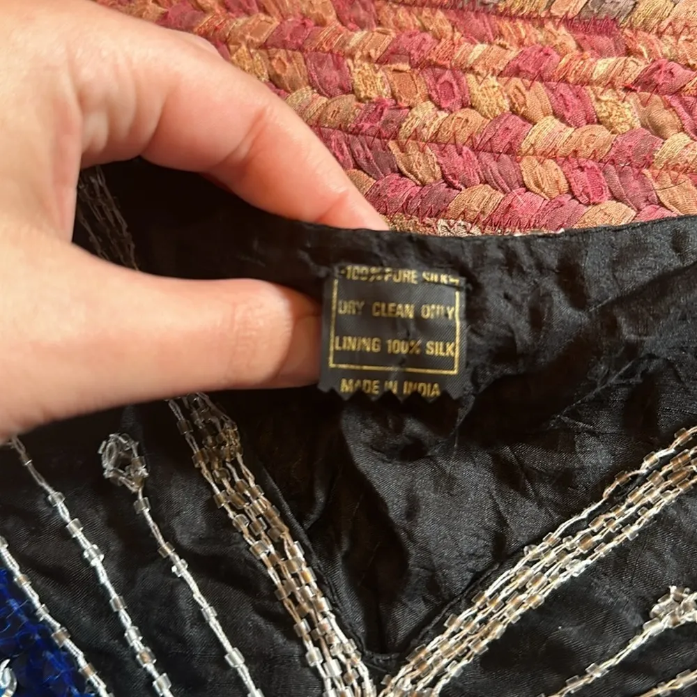 VINTAGE BUTTERFLY SEQUIN & SILK BLOUSE Silver - Image 8