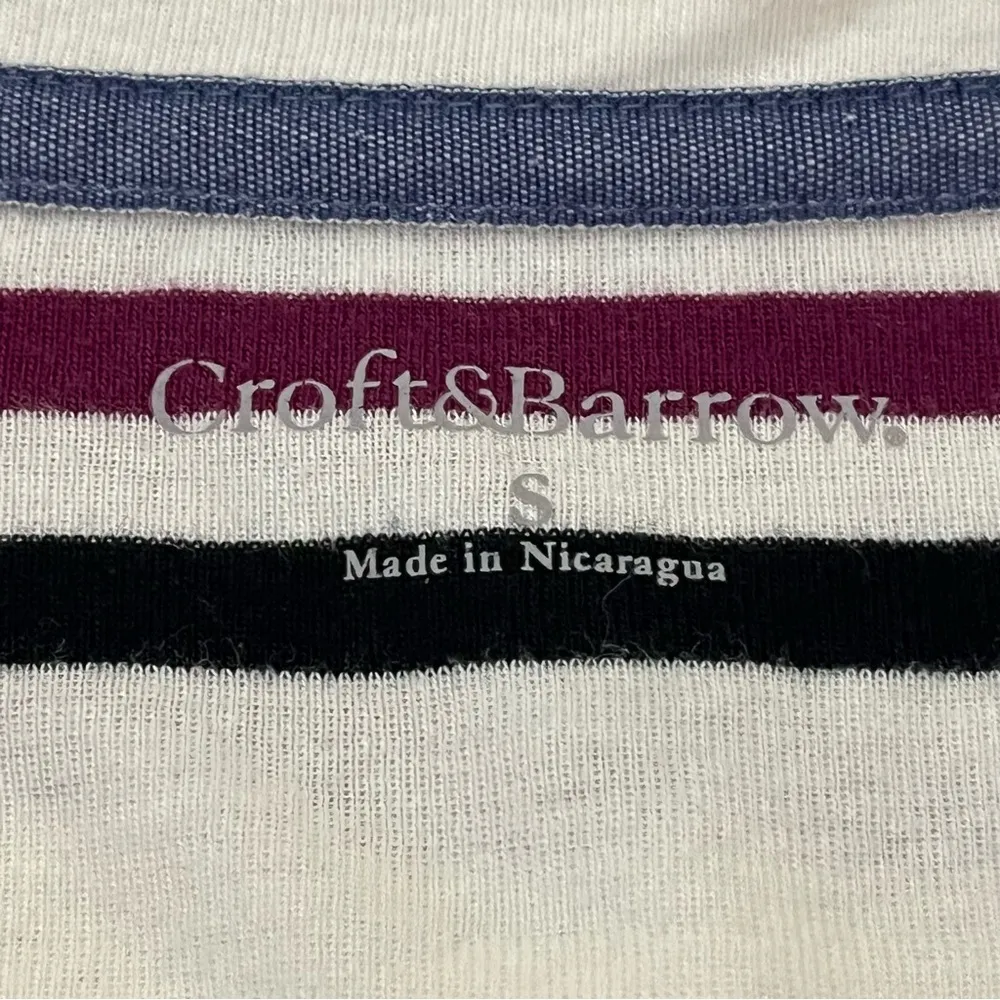 Croft & Barrow Striped Henley 3/4 Sleeve Stretch Knit Top Multicolor S - Image 3