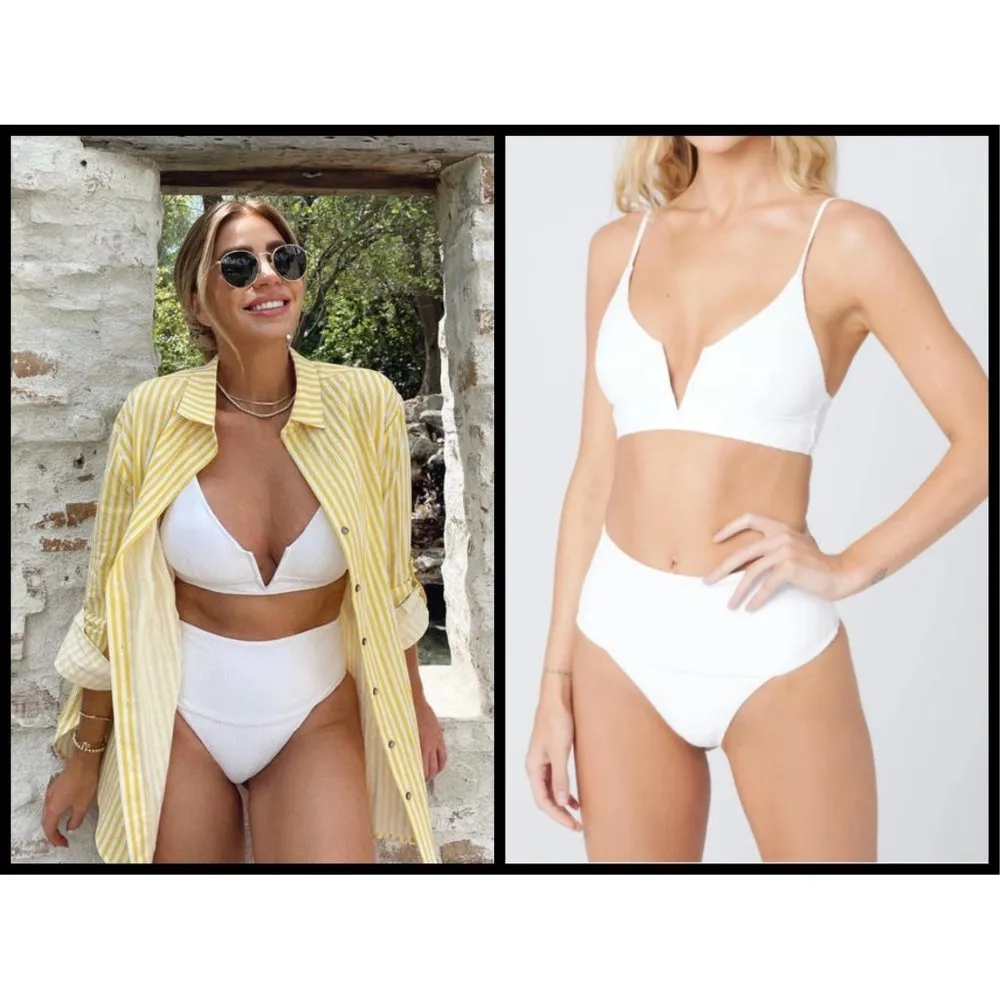 💕L*SPACE💕 Pointelle Rib Bikini Set - Gizelle Top + Desi Bottom ~ White XL NWT - Image 7