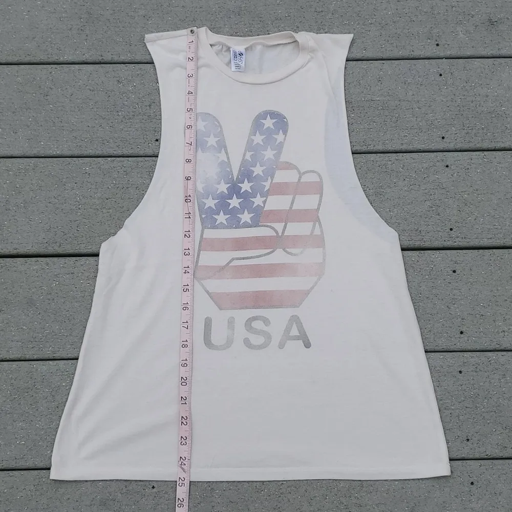 Corner Shop American Flag Peace Sign Graphic Sleeveless Top - Image 9