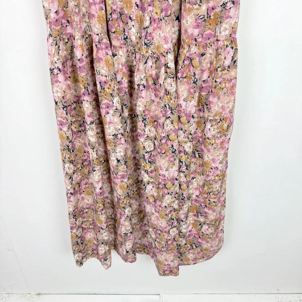 Jocelyn Floral Midi Dress Puff Sleeve Open Back Size XS EUC - Image 10