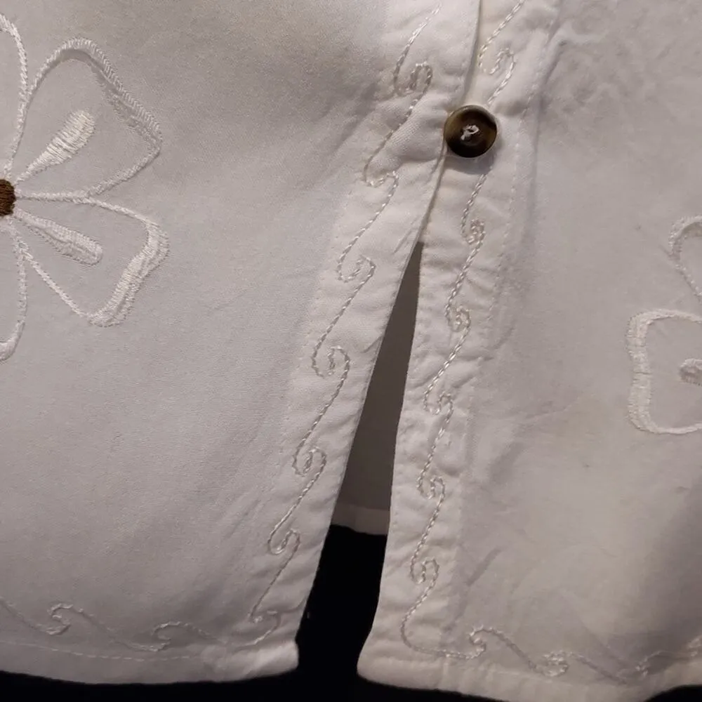 Raya Sun White Brown Button Front Floral Embroidery Animal Print Mini Swim Dress - Image 10