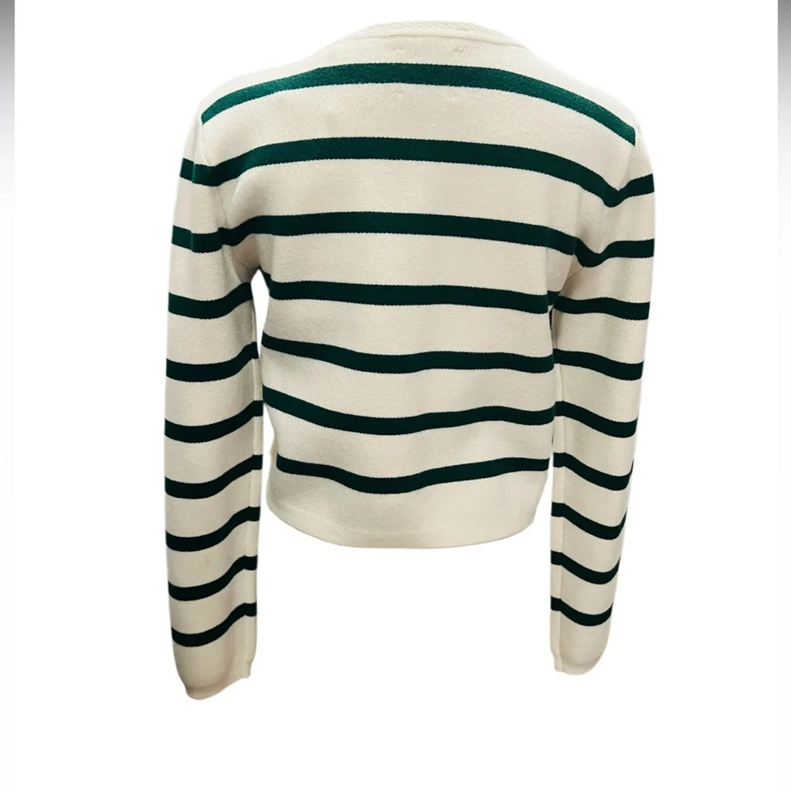 Scotch & Soda Amsterdam Ivory With Green Striped Button-Up Cardigan Size XS NWT - Image 6