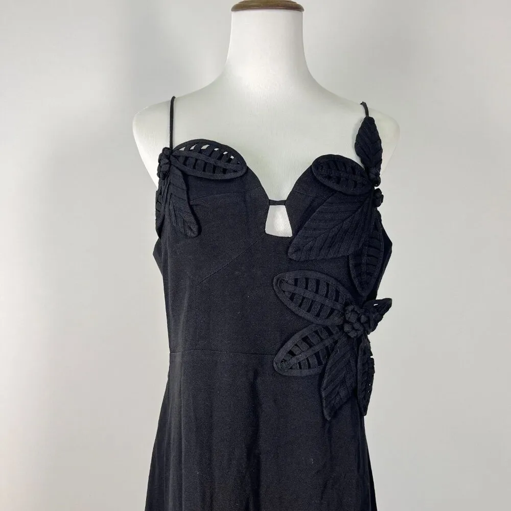 NWOT FARM RIO Linen Sand 3d Flower Midi Dress Size XL Black - Image 11