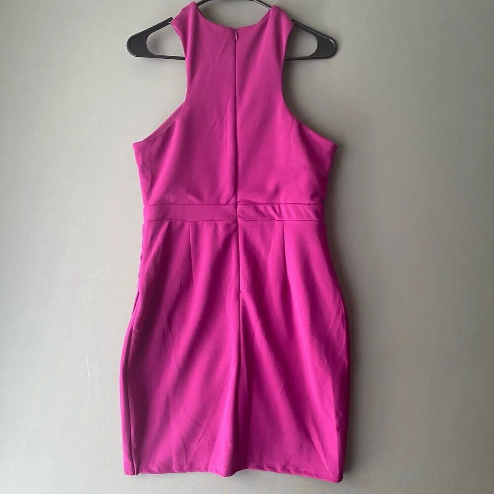 Lulu’s sz‎ L fuchsia halter sheath mini dress Pink Size L - Image 5