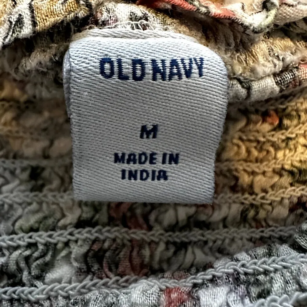Old Navy Smocked Blouse Floral Print Sleeveless Ruffle Swing Multicolor Medium - Image 2