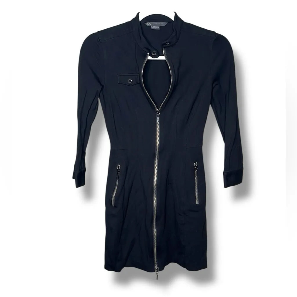 Y2k Armani Exchange Women’s Zip up Mock Neck Dress size 0 - Image 2