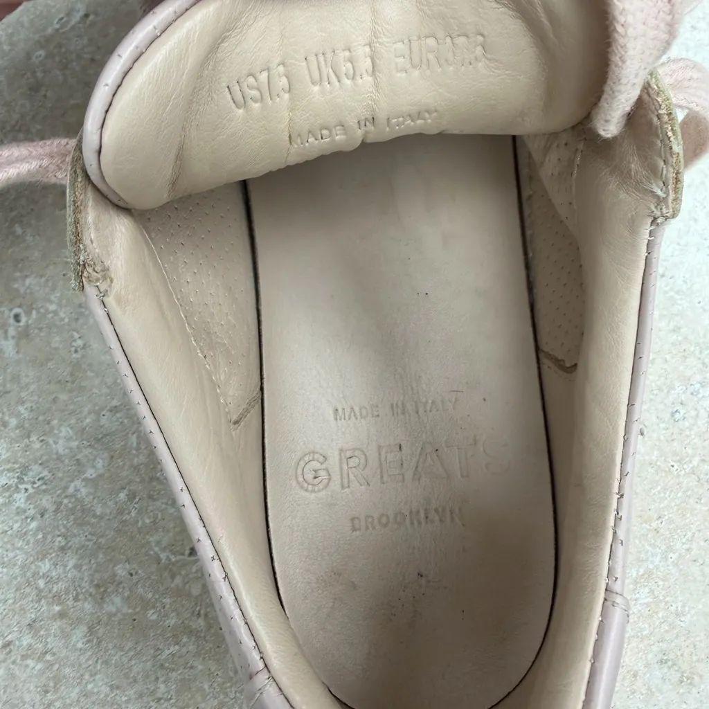 Greats Brooklyn Royale Blush Pink Leather Pink Sneakers Size 7.5 - Image 7